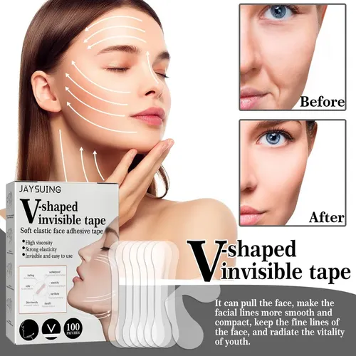 Cinta De Estiramiento Facial Invisible, 100 Tiras, Cinta .