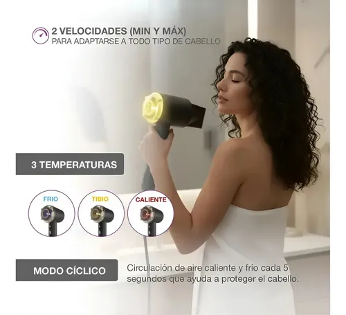 Secador Pelo Difusor Peabody PE-SPDC03N Frío Calor Con Soporte