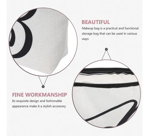 Unisex Toiletry Bag Makeup Bag Linen Storage White 1pcs