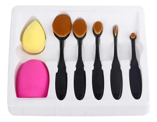 Kit 5 Brochas Maquillaje AZ Design Sintéticas Incluye Estuche