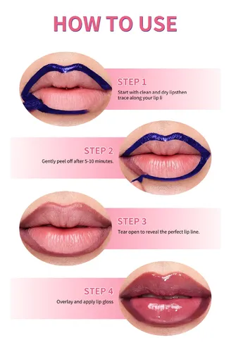 Set 4 Delineadores Labiales Azul Peel Off Volumen Agua
