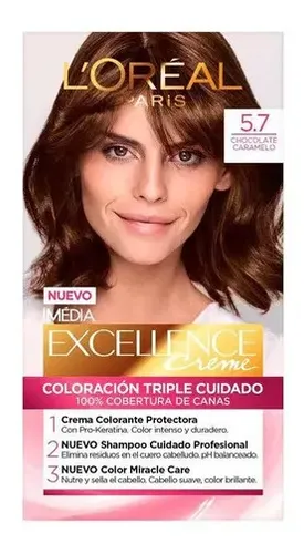 Kit Tintura Excellence Creme Tono 5.7 Chocolate Caramelo