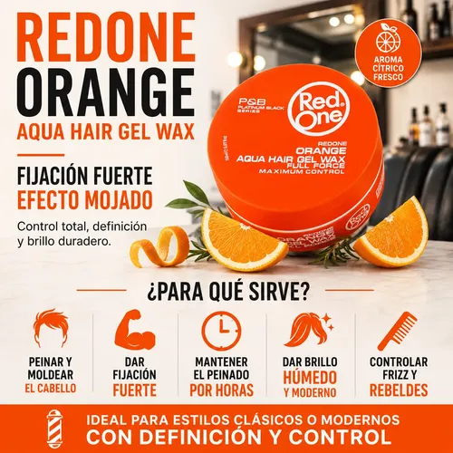 Red One Pomada Mini 50ml Naranja Aqua Barberia Maxima Fuerza