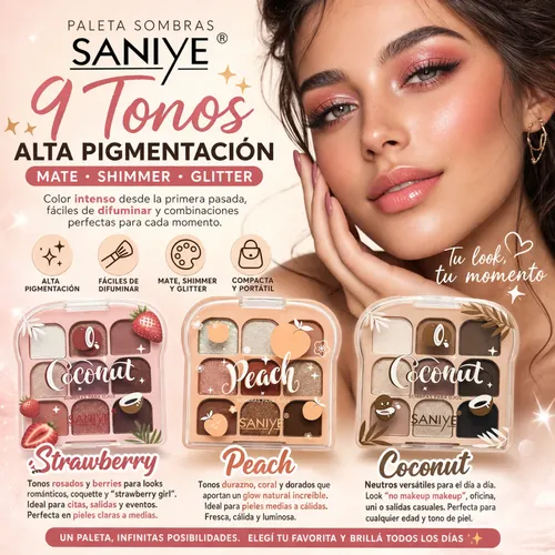 Paleta Sombras Saniye 9 Tonos Alta Pigmentación Moda