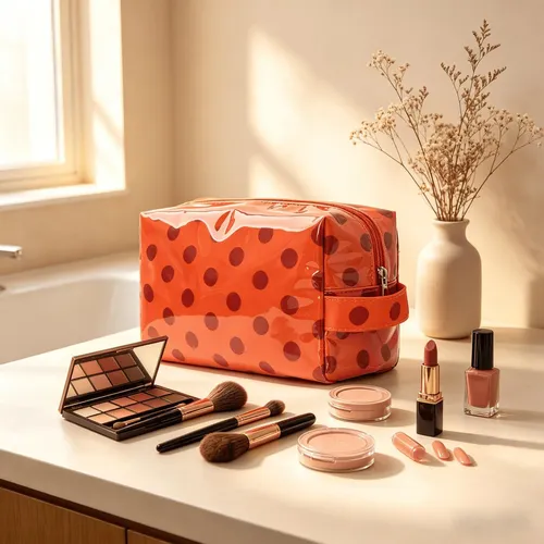 Bolsa De Maquillaje Con Lunares Orange Red Polka Dots Polka Dot