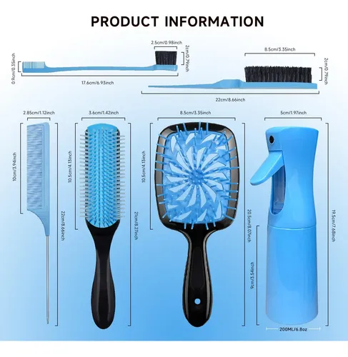 Juego De Cepillos Para El Cabello Flylanyards, 11 Piezas, Az