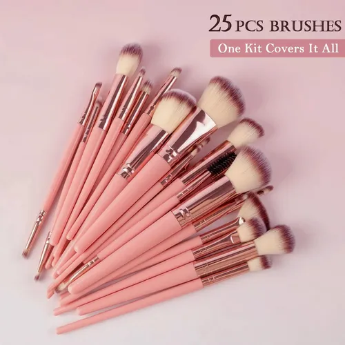 Set De Brochas De Maquillaje Yolygir 32 Unidades Rosa