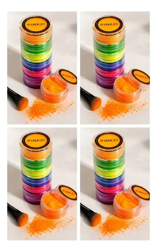 Set X 4 Sombras Ojos Volatil 6 Tonos Fluo Burst Neon Pink 21