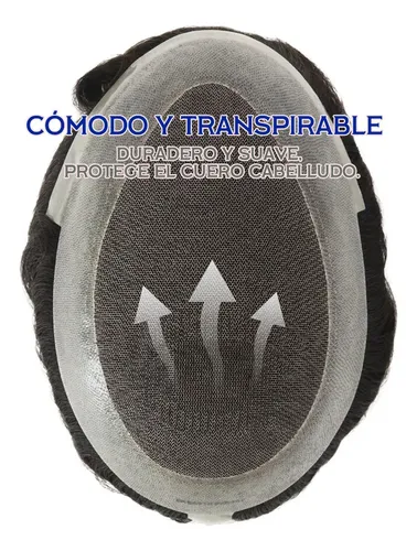 Prótesis Capilar Cabello 100% Humano 1b Natural Con Canas