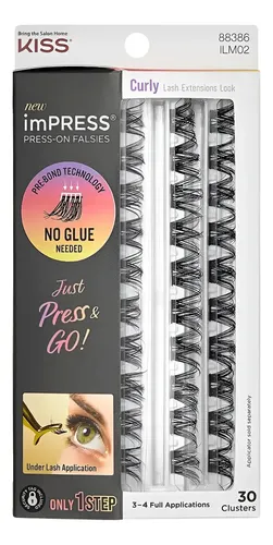 Pestañas Eco Kiss Impress Press-on Falsies Kit Sin Pegamento Color Curly