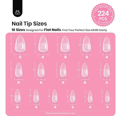 Beetles Kit Uñas Tipex Instant Apex 224pcs Medium Almond