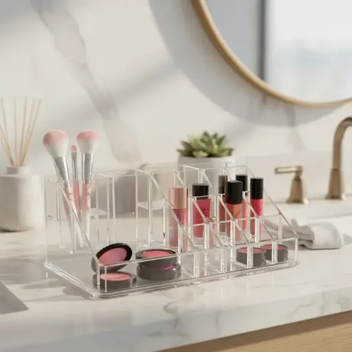 Organizador Maquillaje Brochas Cosmético Acrílico Divisiones Acrílico