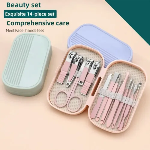 Set De 14 Cortauñas De Lujo Para Manicura Y Pedicura