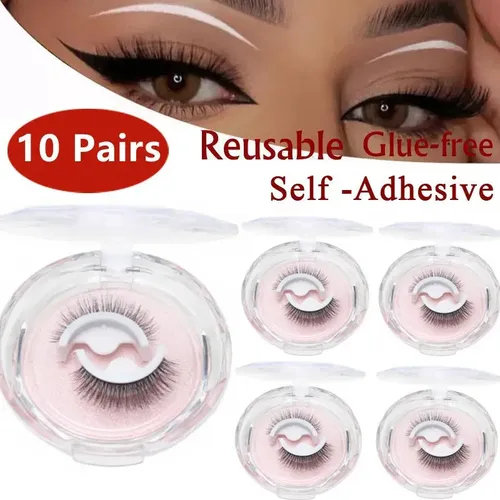 10 Pares De Pestañas Autoadhesivas Reutilizables De Estilo