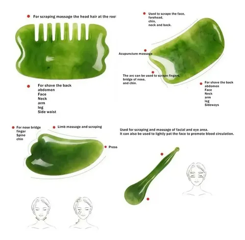 Kit 7 Masaje De Raspado De Cuarzo Rosa De Cristal Facial Gua