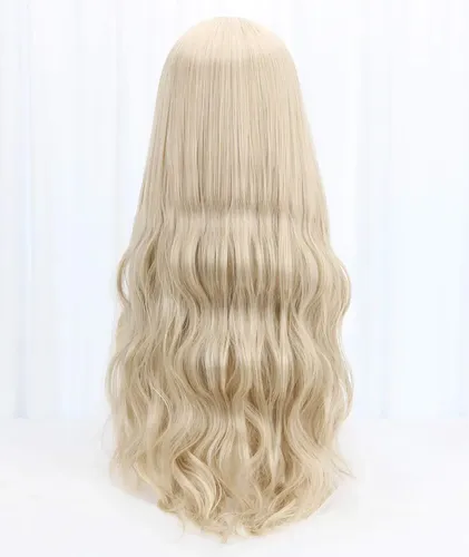 2026 Peluca Sintética Larga Rubia Con Flequillo – Natural