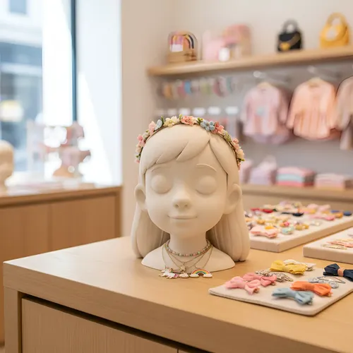 Exhibidor Infantil Cabeza Tamaño Niña 3d  23 Cm