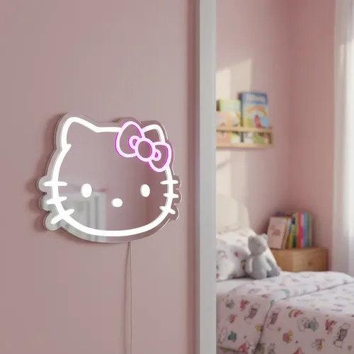 Espejo Acrílico Hello Kitty Con Iluminación Led 30x20cm