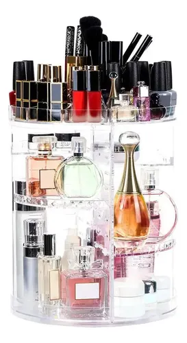 Estante De Maquillaje Giratorio Borde De Patrón De Diamante