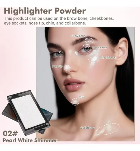 Iluminador Compacto Anwuozu 02 Pearl White Shimmer