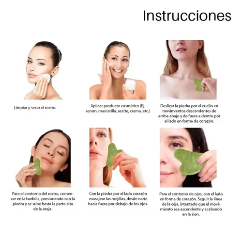 Masajeador Rostro Piedra Guasha Jade Reduce Hinchazon Facial