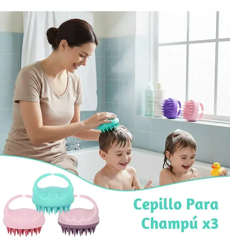 3 Cepillos Masajeadores Capilares De Silicona Para Ducha