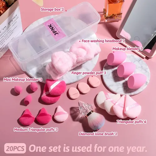 Jpnk 20pcs Makeup Sponges Set With Powder Puff Brush For …