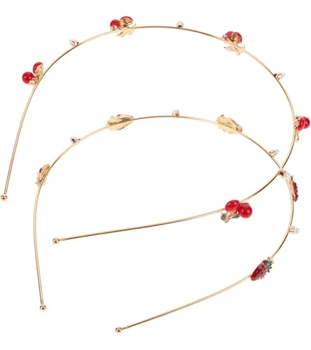 2 Piezas Diademas De Fresa Diademas De Metal Para El Cabello