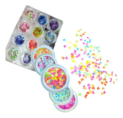 Mariposas X12 Diseños Stickers Apliques Confetti Uñas Fcnail