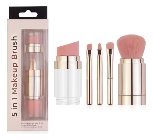 Brocha De Maquillaje Multifuncional 5 En 1, Esponja Dorada R