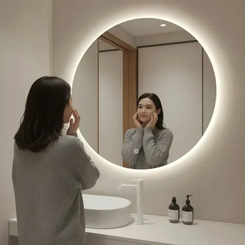 Espejo Led Circular 80cm Encendido Touch Dimmer Redondo Baño