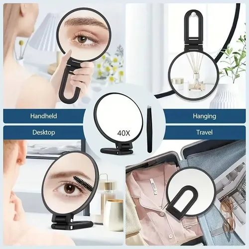 Espejo De Aumento 30x Redondo Plegable Para Maquillaje Portátil