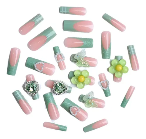 Dos Cajas De Uñas Postizas Con Piedras Preciosas De