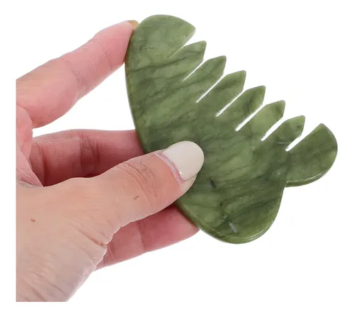 2 Cepillos Gua Sha Piedras Masaje Cabello Jade