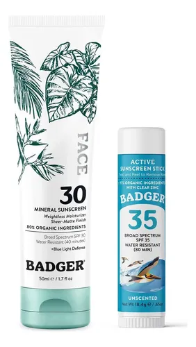 Protector Solar Mineral Facial Badger Spf 30 Y Barra Spf 35