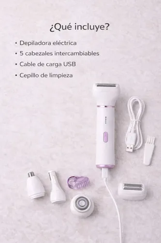 Depiladora Eléctrica 5 En 1 Recargable Rostro Y Cuerpo