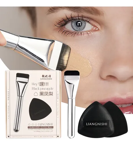 Set De Brochas De Maquillaje Y Esponjas De Maquillaje En For Negro