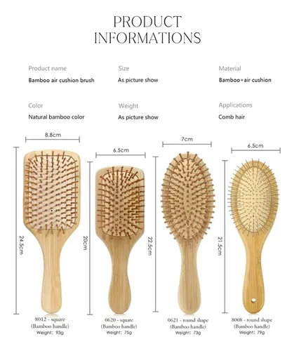 Tt Juego De Cepillos De Pelo De Madera De Haya Natural De T