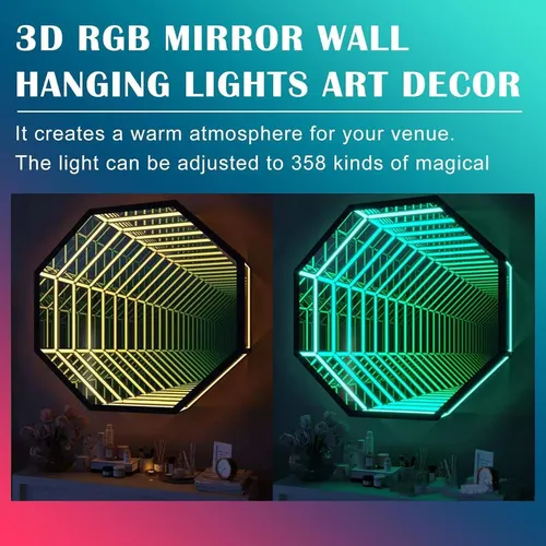 Lámpara Led Túnel Espejo Infinito Multicolor Con Control