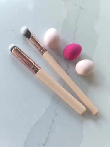 Set Brochas Esponja Soporte Giratorio 360o Profesional Rosado