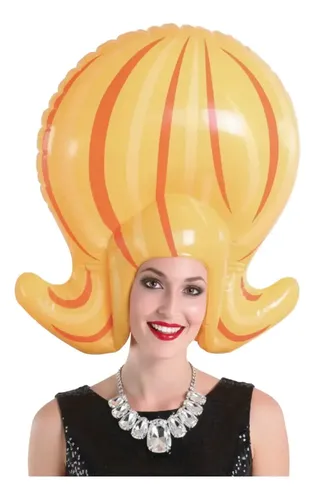 Peluca Inflable Rubia Para Fiesta Y Disfraz Cotillón