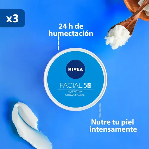 Nivea Crema Facial Cuidado Nutritiva X 100ml X3