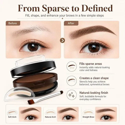 [kit Sello Cejas Doble Color 3 Plantillas Resistente Agua .\
