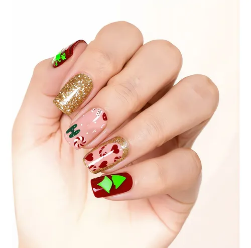 Diseño Luminoso De Navidad Calcomanías Para Uñas Ideal Para