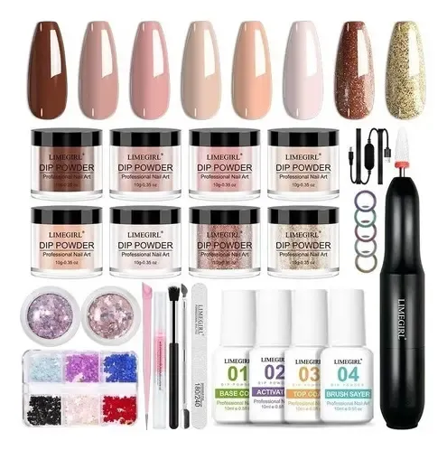 Set De Polvos Para Uñas, Kit De Dipping En Tonos Morados