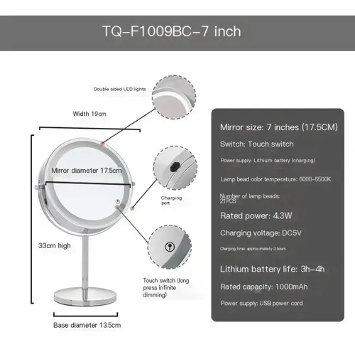 Calidad Superior Espejo De Tocador Led Recargable Para