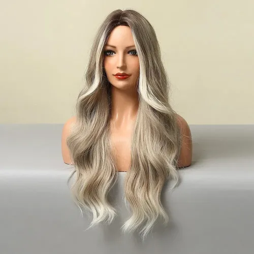 Peluca Rubia Larga Pelo Natural Ondulado Moda Para Peluca Ru