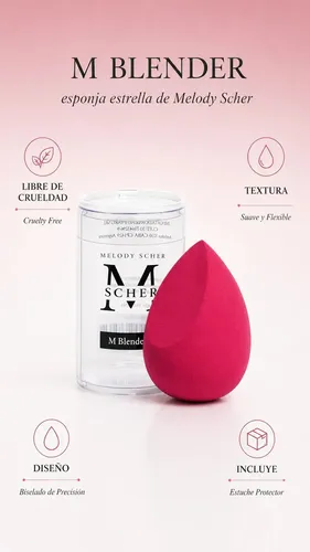 Esponja De Maquillaje Biselada Base Rubor Contorno M Blender Fucsia
