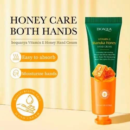 Bioaqua Crema Hidratante Manos Vitamina E + Miel 30 g — Suaviza y Nutre la Piel