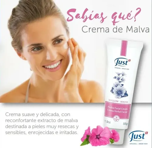 Crema Herbal Facial De Malva Just Tipo De Piel Rosacea